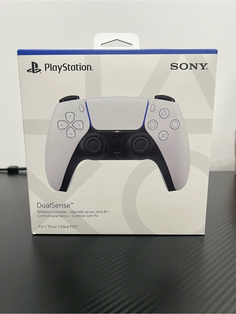 Sony DualSense Wireless Controller — White with Black Accents and Blue Trim